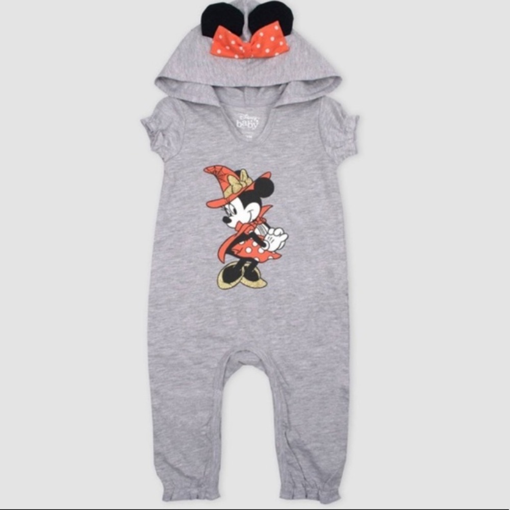 Baby Girls Minnie Mouse Halloween Hooded Romper